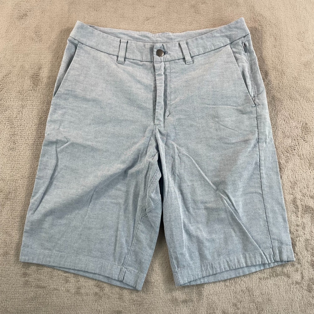 Lululemon Commission Shorts Men 30 Oasis Blue Qwick Oxford 11" Relaxed Fit Golf